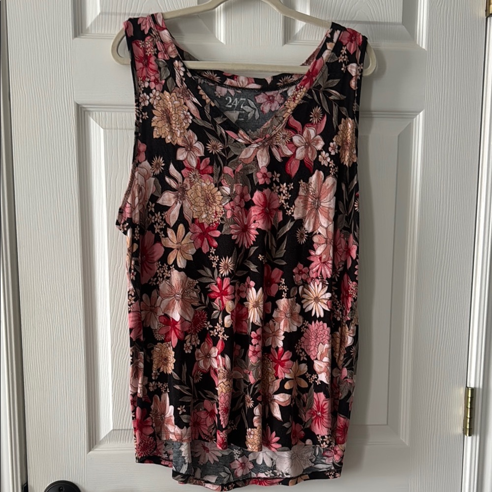 Maurices Floral Tank Top - Black and Pink